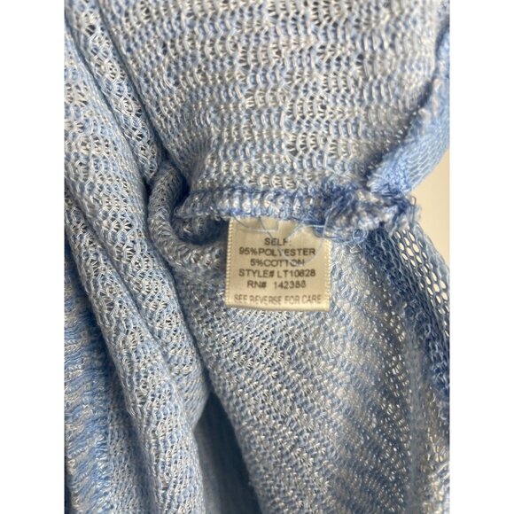 Anna Grace Oversized Knit Sweater Blue White Medium Layered Casual Fall - Picture 4 of 13